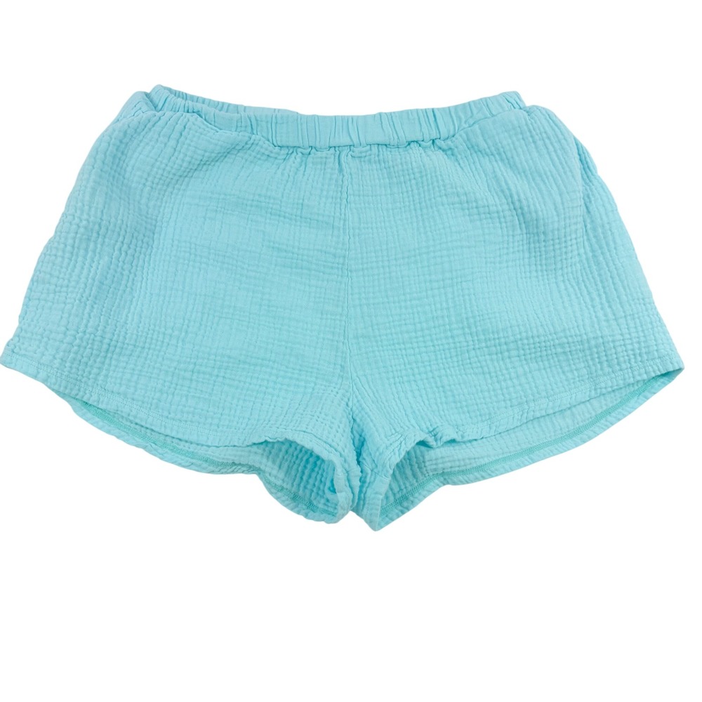 Vitamin A Womens Turquoise Blue Organic Cotton Gauze Beach Shorts Medium‎ Light